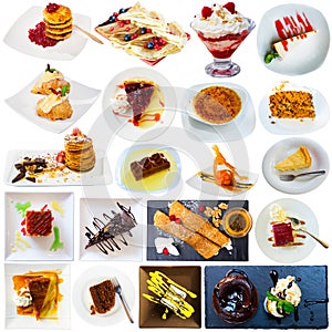 Set of various desserts isolated