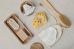 Set of various eco-friendly toiletries