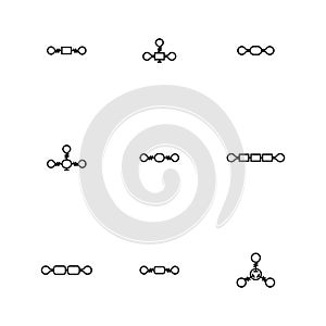 Set of various fishing swivels, vector illustration