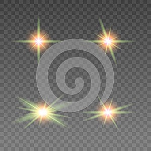 Set of various flare elements. Vector illustration with light effects for design.