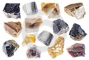 Set of various Flint stones cutout on white
