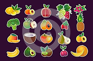 set various fresh juicy fruits collection healthy natural food concept horizontal