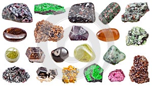 Set of various Garnet natural mineral gem stones