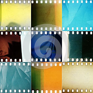 Set of various grained perforated film textures photo