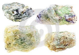 Set of various green beryl chrysoberyl stone