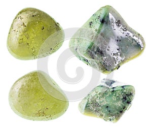 Set of various green garnet Grossular gem stones