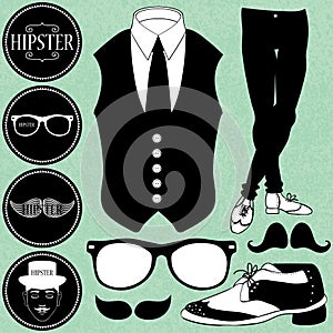 Set of various hipster elements