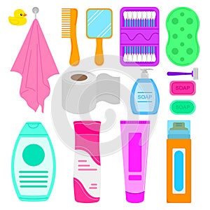 Set of various hygiene products