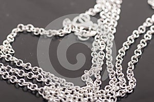 Set of various jewelry chains isolated on background, each one shot separately.