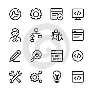 Line Style Development Technology Process Element Icon Set