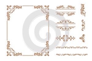 Set of various luxury vintage ornament frame and decorative classical delimiter vector illustration