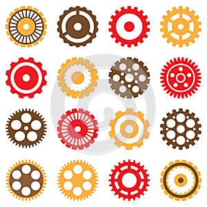 Set of Various Mechanical Gears