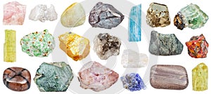 Set of various mineral stones: orpiment, etc