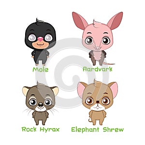 Set of various mixed animal species