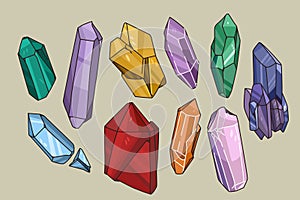 Set of various natural stones and minerals