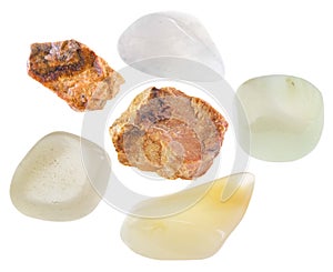 Set of various orthoclase stones cutout on white photo