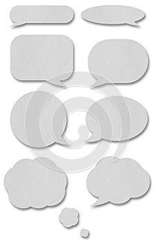 Set of various paper speech bubbles