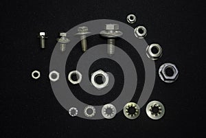 set of various parts, screws, bolt, nut, metal nails and washers for repair