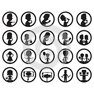 set of various people silhouettes. Vector illustration decorative design photo