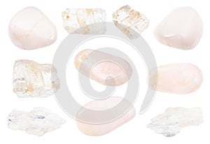 Set of various Petalite castorite gemstones photo
