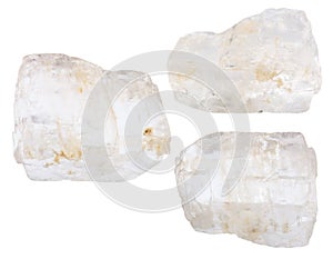 Set of various petalite castorite minerals photo