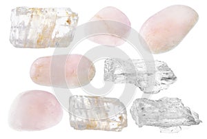 Set of various petalite castorite stones cutout photo