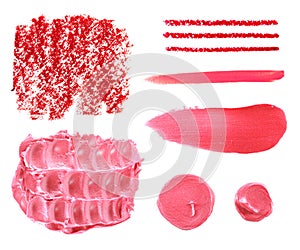 Set of various pink range lipstick smear