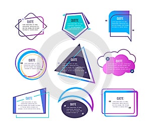 Set of various quotes and speech bubbles, blank layout template.