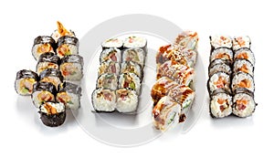 Set of various rolls over white