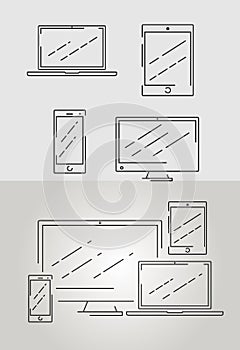 A set of various sizes and screen formats,