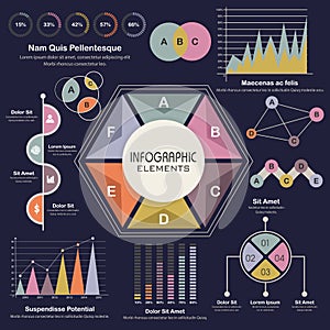 Set of various statistical business infographic elements.