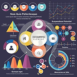 Set of various statistical business infographic elements.