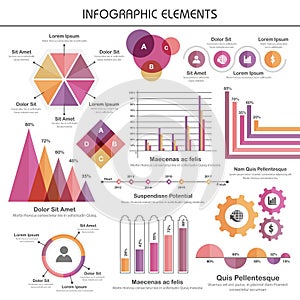 Set of various statistical business infographic elements.