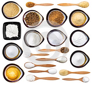 Set of various sugars and sweeteners isolated