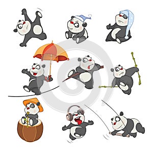Set of Cartoon Illustration. A Cute Panda Bear for you Design