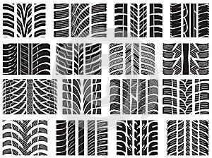 Set of various tire treads