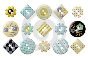 Set of various trendy sewing buttons