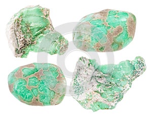 Set of various Variscite gemstones isolated photo