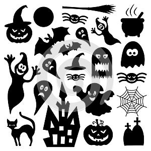 Set of various vector halloween design elements