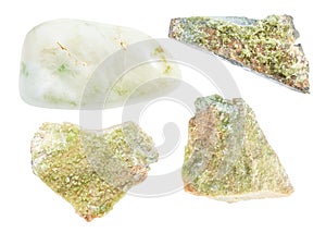 Set of various Vesuvianite crystals isolated photo