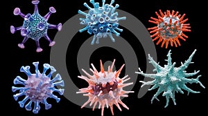 Set of Various Viruses on Transparent Background