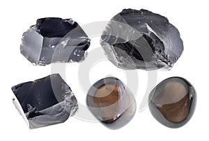 Set of various volcanic glass Apache tears stones