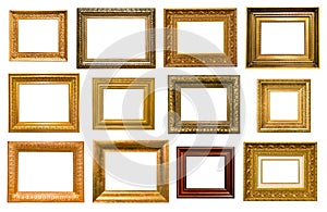 Set of various wide vintage wooden picture frames
