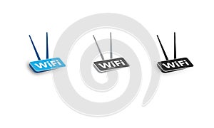 Set of Vector 3D Wifi Wireless Connection Logo Wifi Icon Wifi Sign