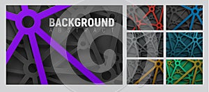 Set of abstract background with cut lines with a mettal effect. photo