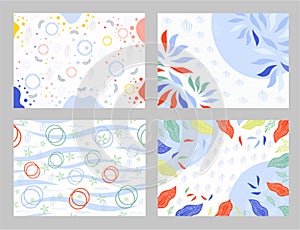 Set of vector abstract backgrounds, holidays art templates.