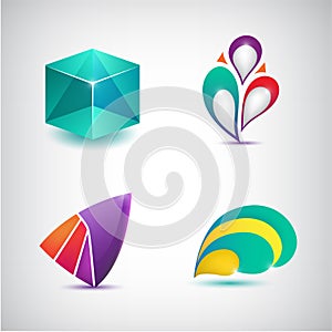 Set of vector abstract colorful icons, logos