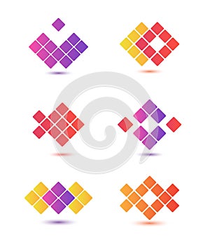 Set of vector abstract colorful icons, logos