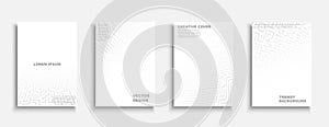 Set of vector abstract digital templates, covers, placards, brochures, banners, flyers, backgrounds. White and gray
