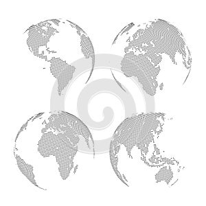 Set of Vector abstract dotted Globes